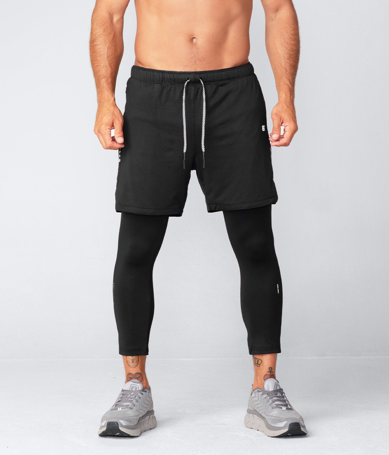 Born Tough Air Pro™ Men's 2 in 1 Black Gym Workout Shorts With Legging Liner
