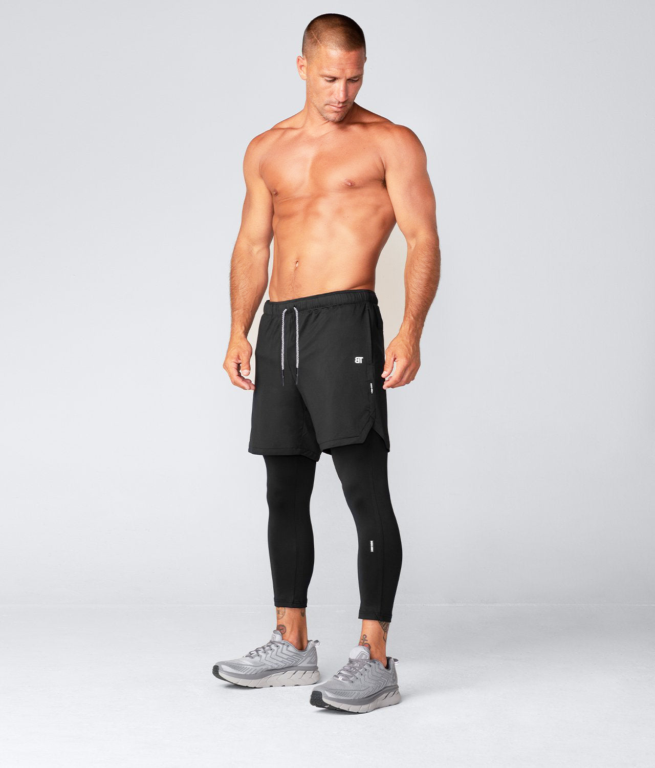 Born Tough Air Pro™ 2 in 1 Men's Running Shorts With Legging Liner Bla