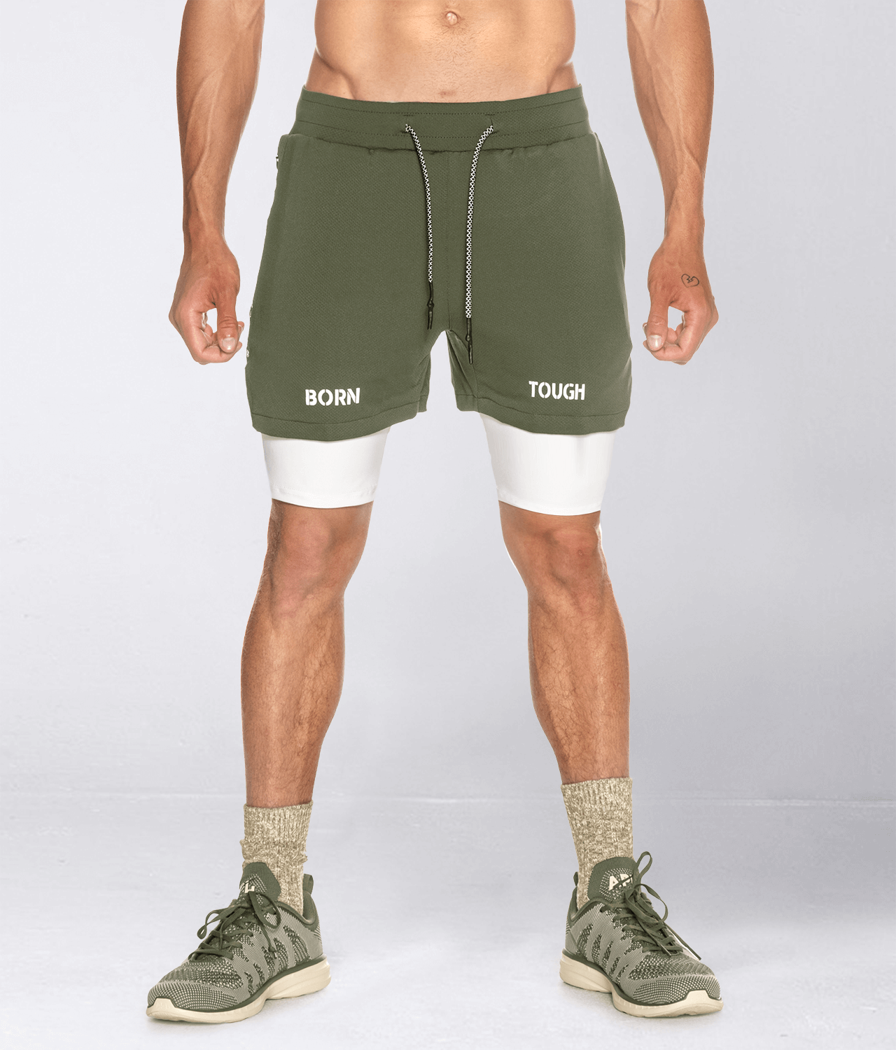 Born Tough Men's Gym Workout Shorts, 5 Inch Inseam Athletic Bodybuilding  Shorts for Men, Running Shorts with Liner Pocket (as1, Alpha, s, Regular,  Regular, Military Green) at  Men's Clothing store